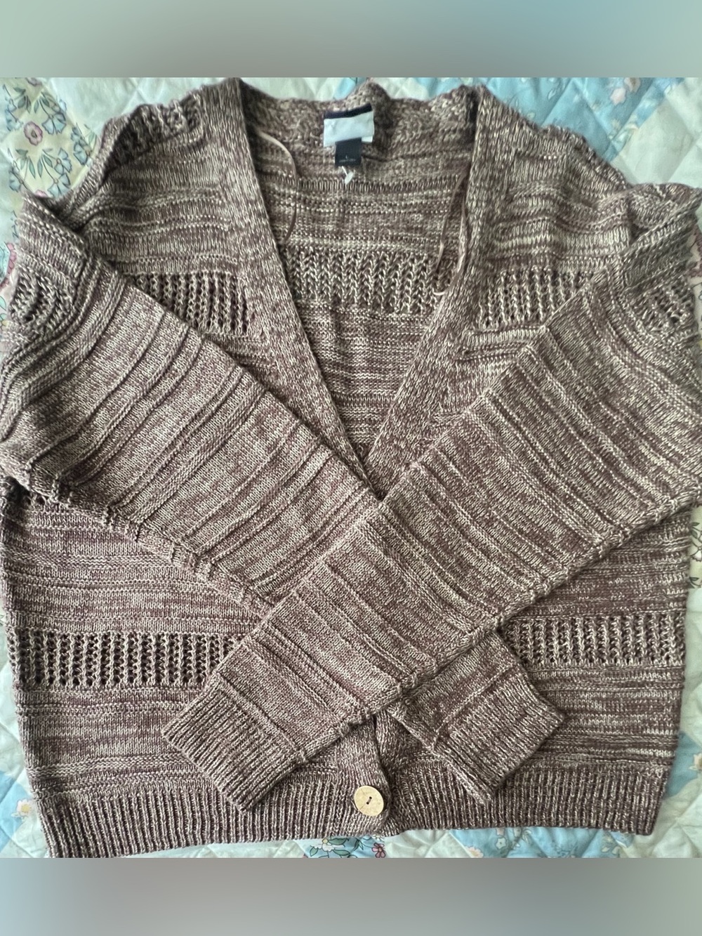 Daytrip Brown Marled Open-Front Knit Cardigan